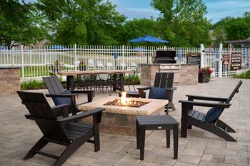 Outdoor lounge and fireplace